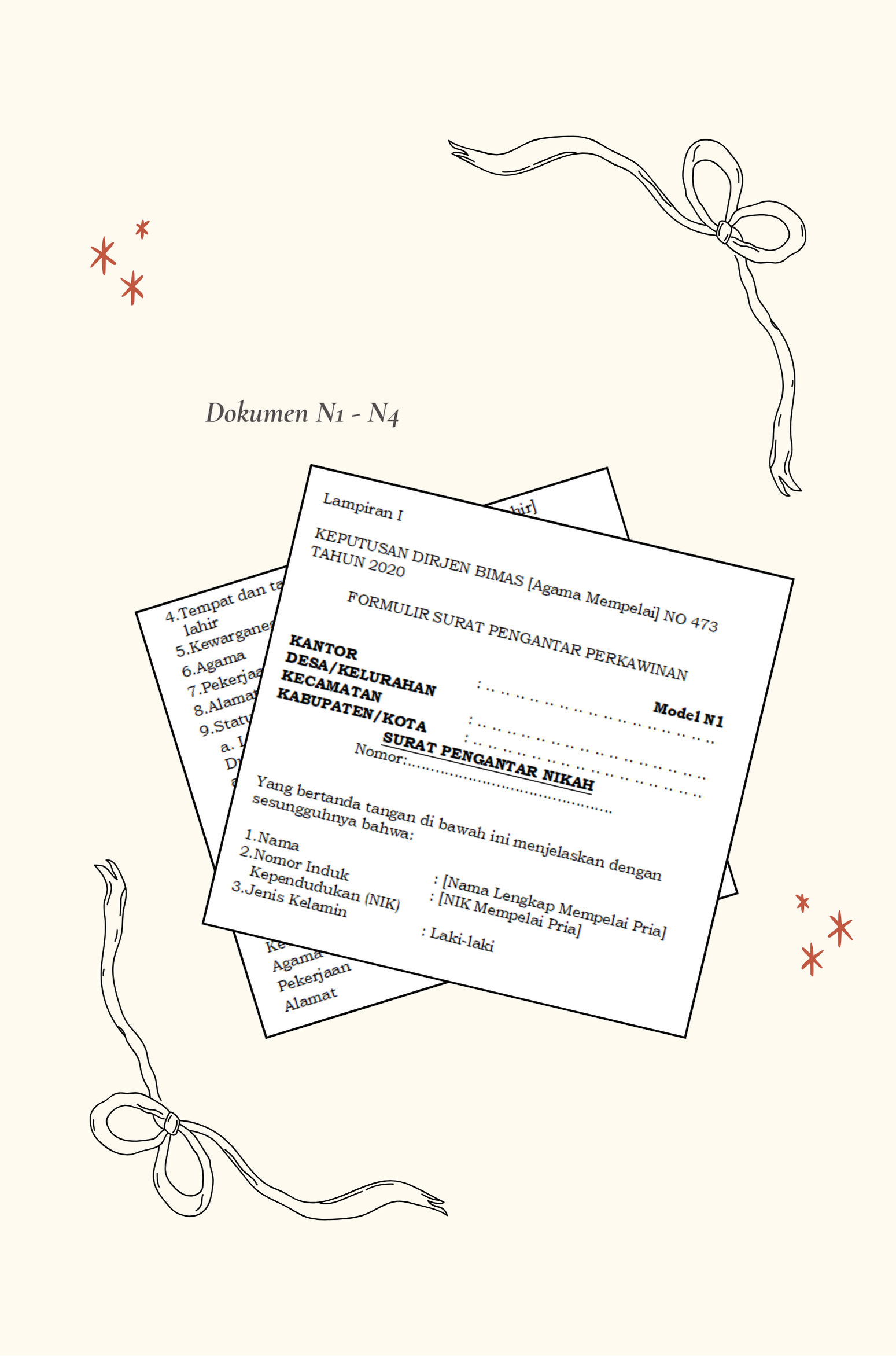 Indonesian Marriage Document Templates N1-N4 for KUA