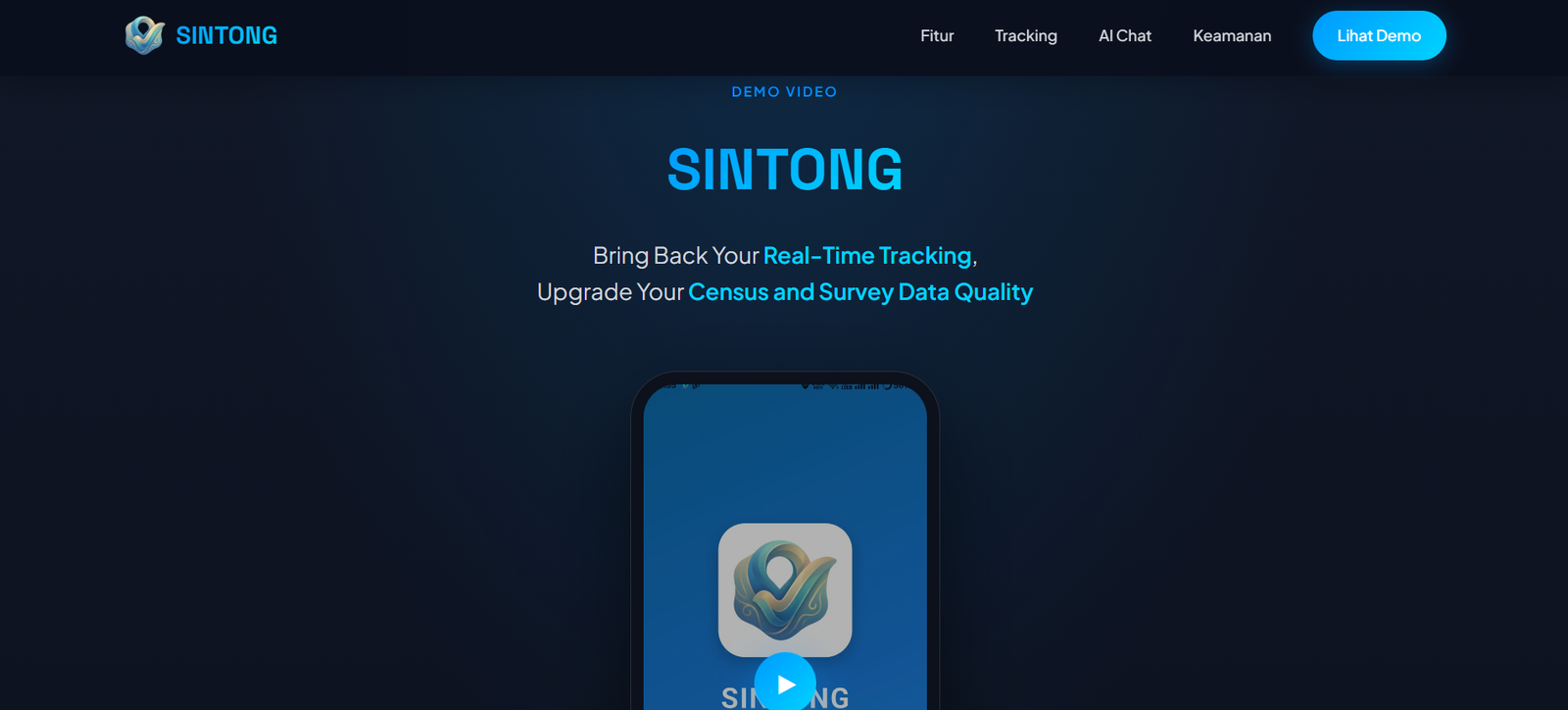 Template Landing Page Promosi untuk Aplikasi Mobile - Dark Blue Light Blue Variant