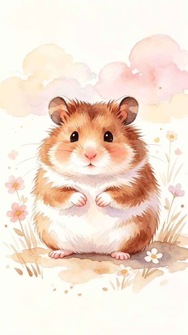 Wallpaper HP Lucu Hamster / Ilustrasi Hewan Imut / Bisa untuk Print & Sampul Buku