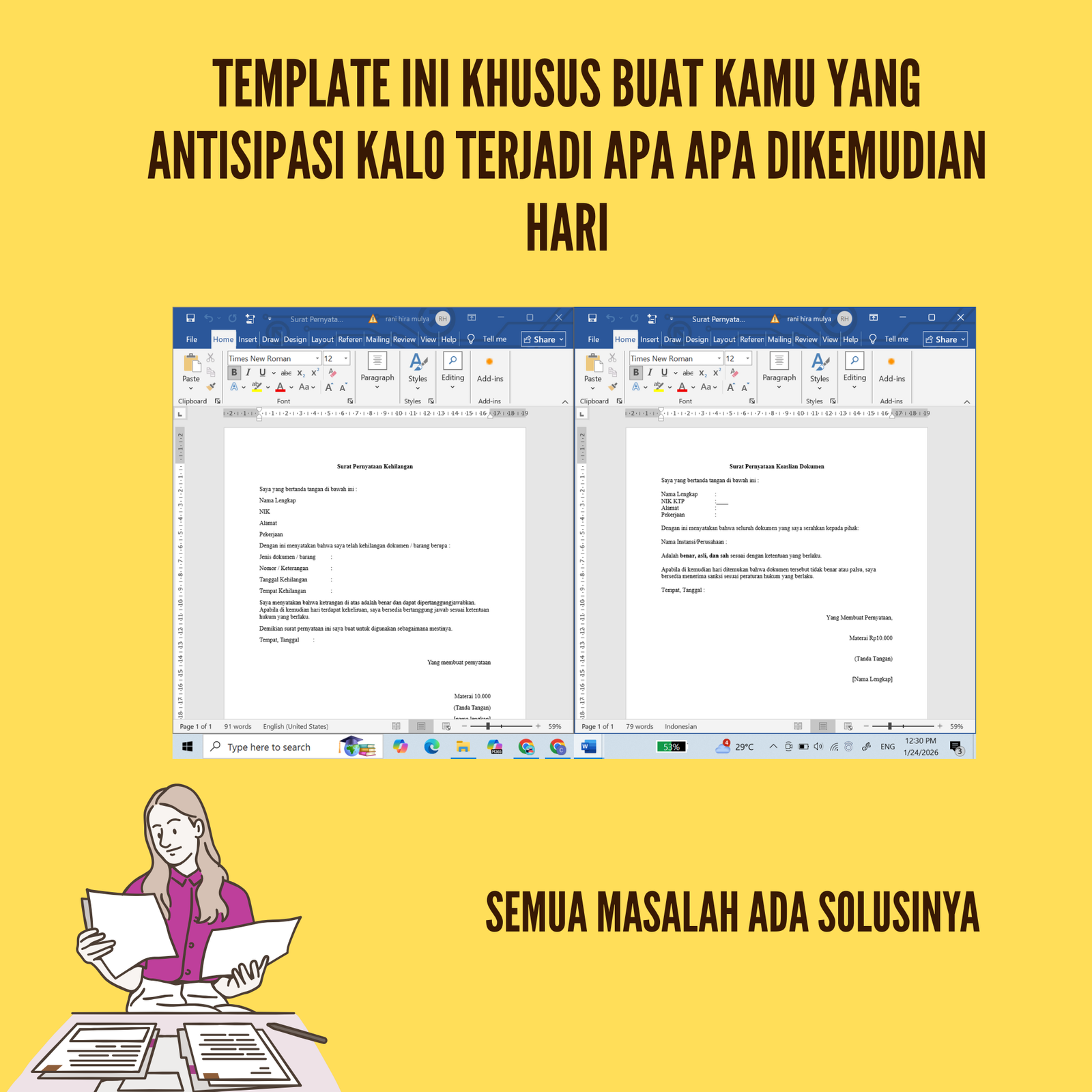 Template Surat Pernyataan