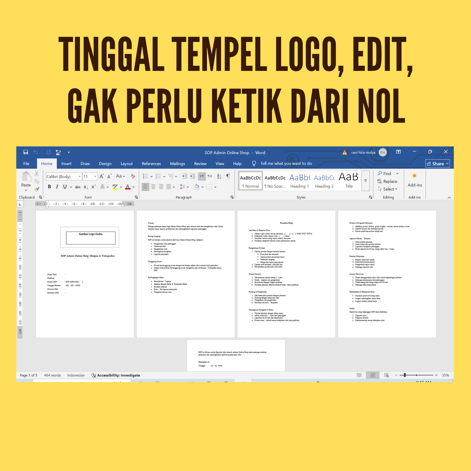 Template SOP Admin Online Shop