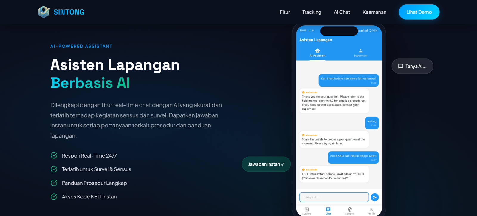 Template Landing Page Promosi untuk Aplikasi Mobile - Dark Blue Light Blue Variant