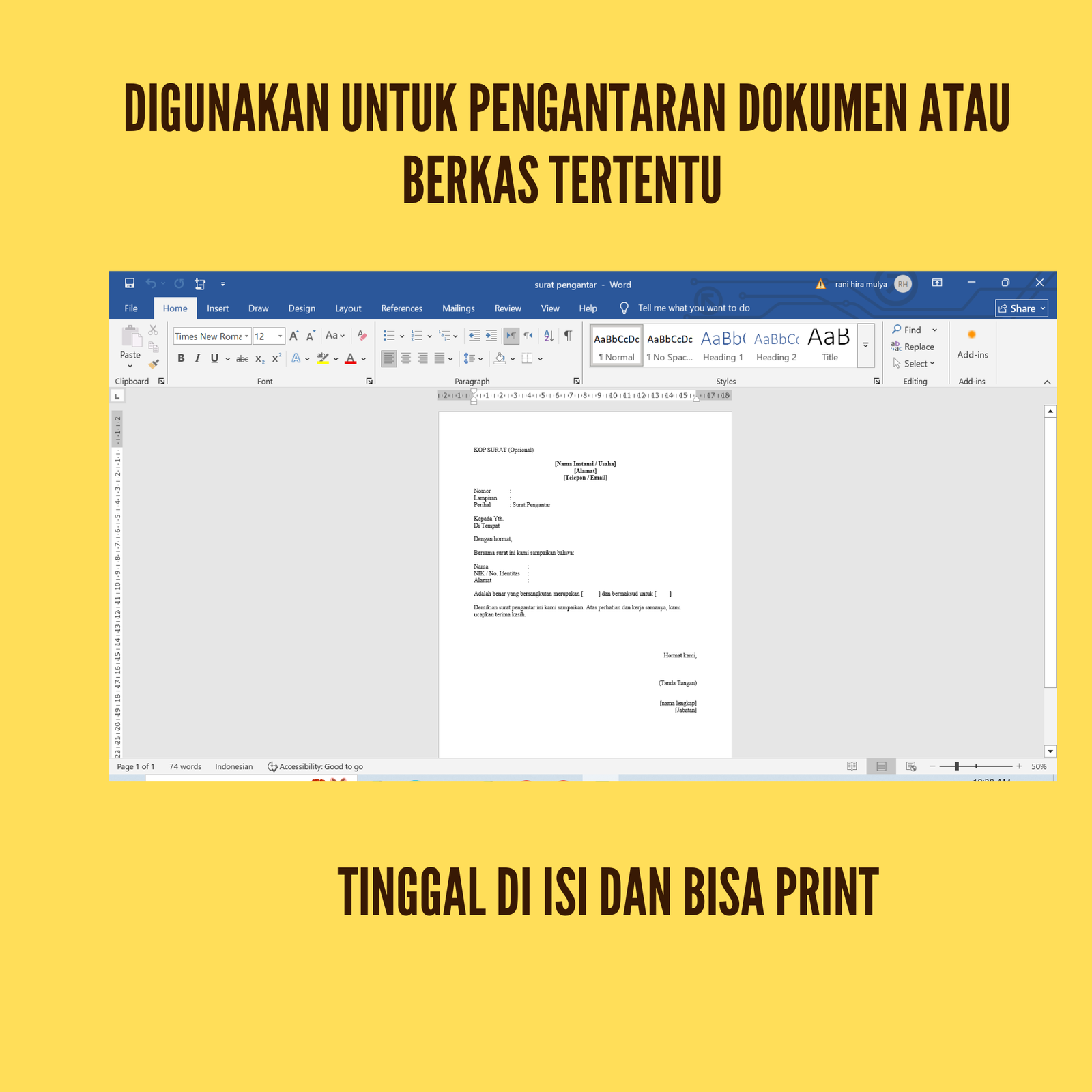 Template Surat Pengantar