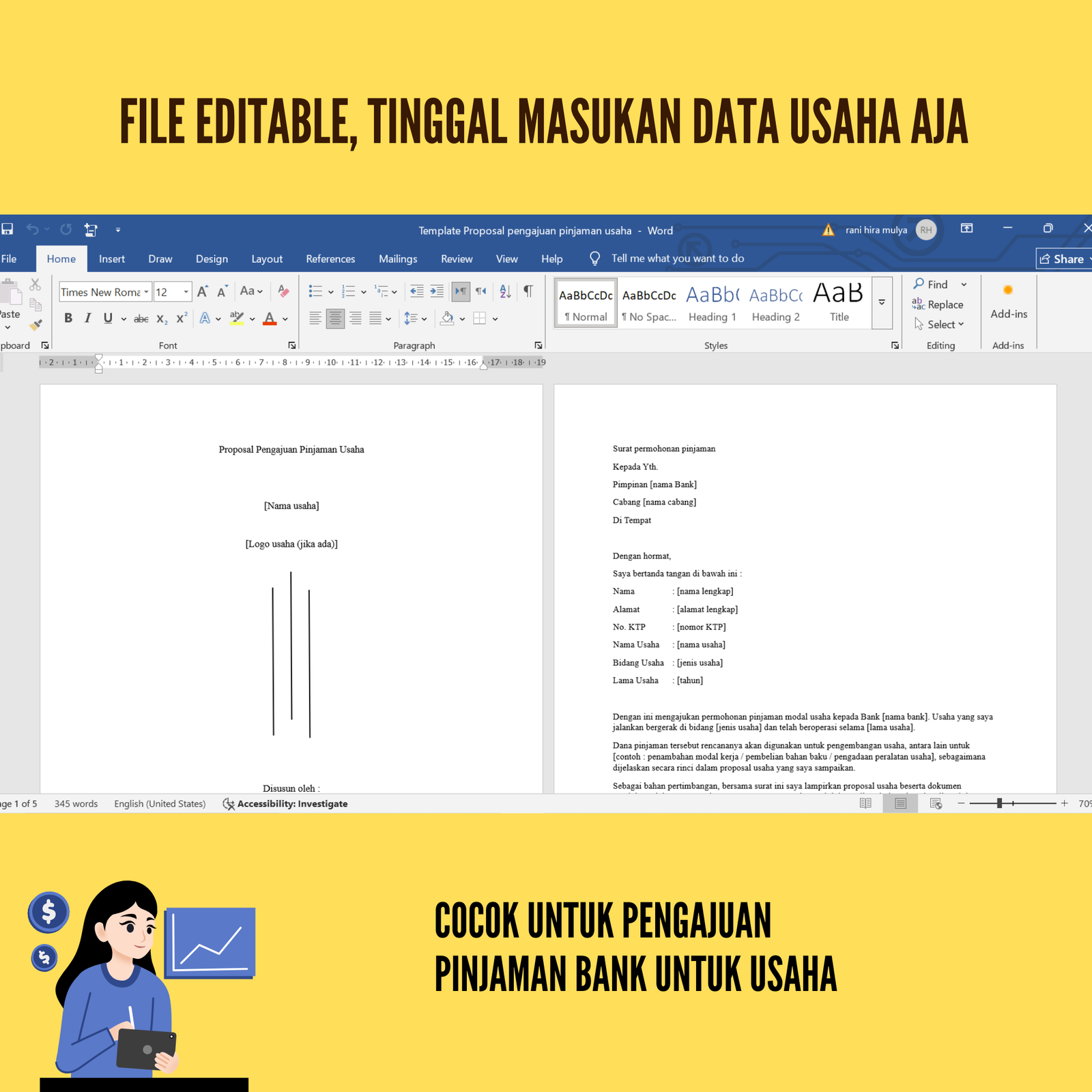 Template Proposal pengajuan pinjaman Bank untuk UMKM