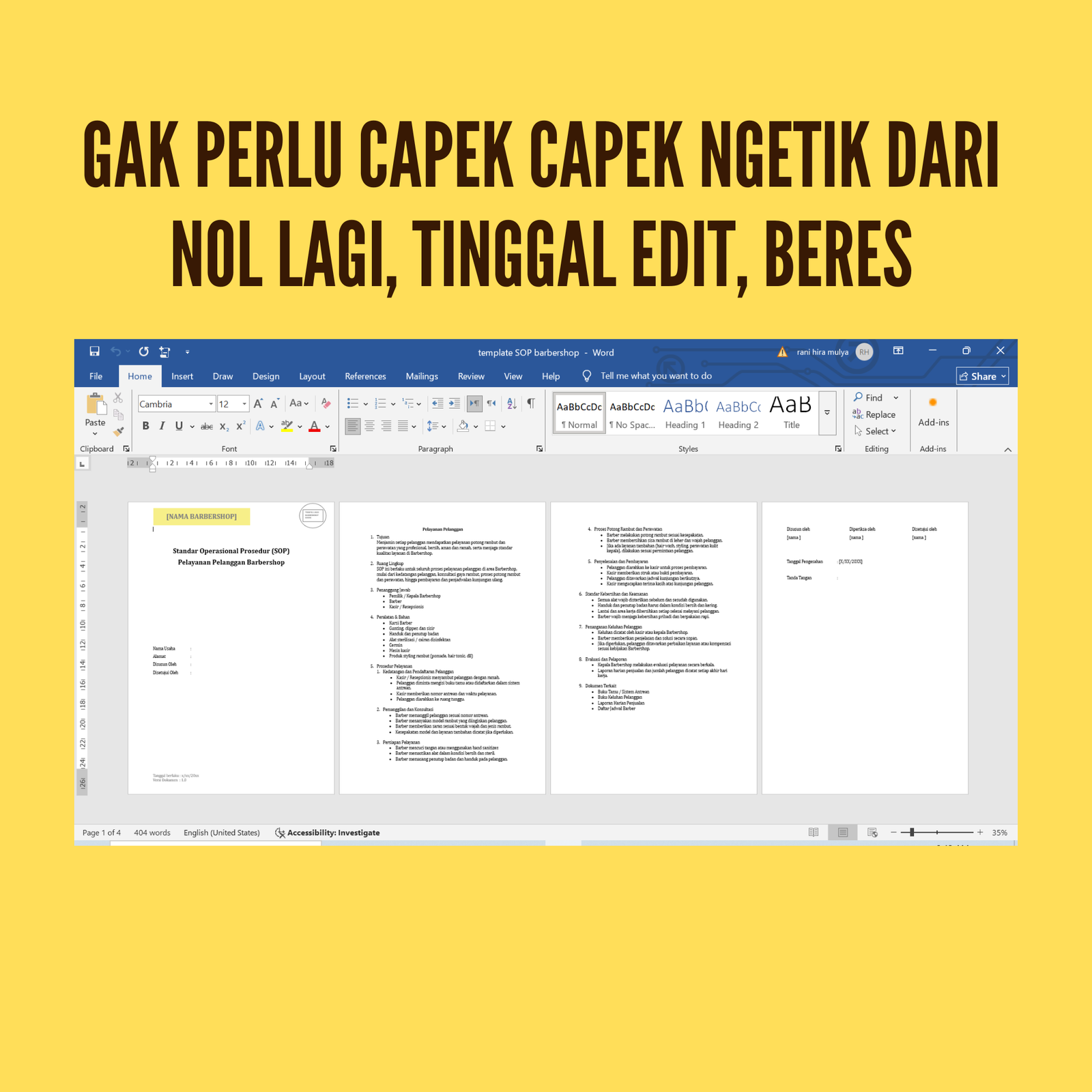 Template SOP Barbershop